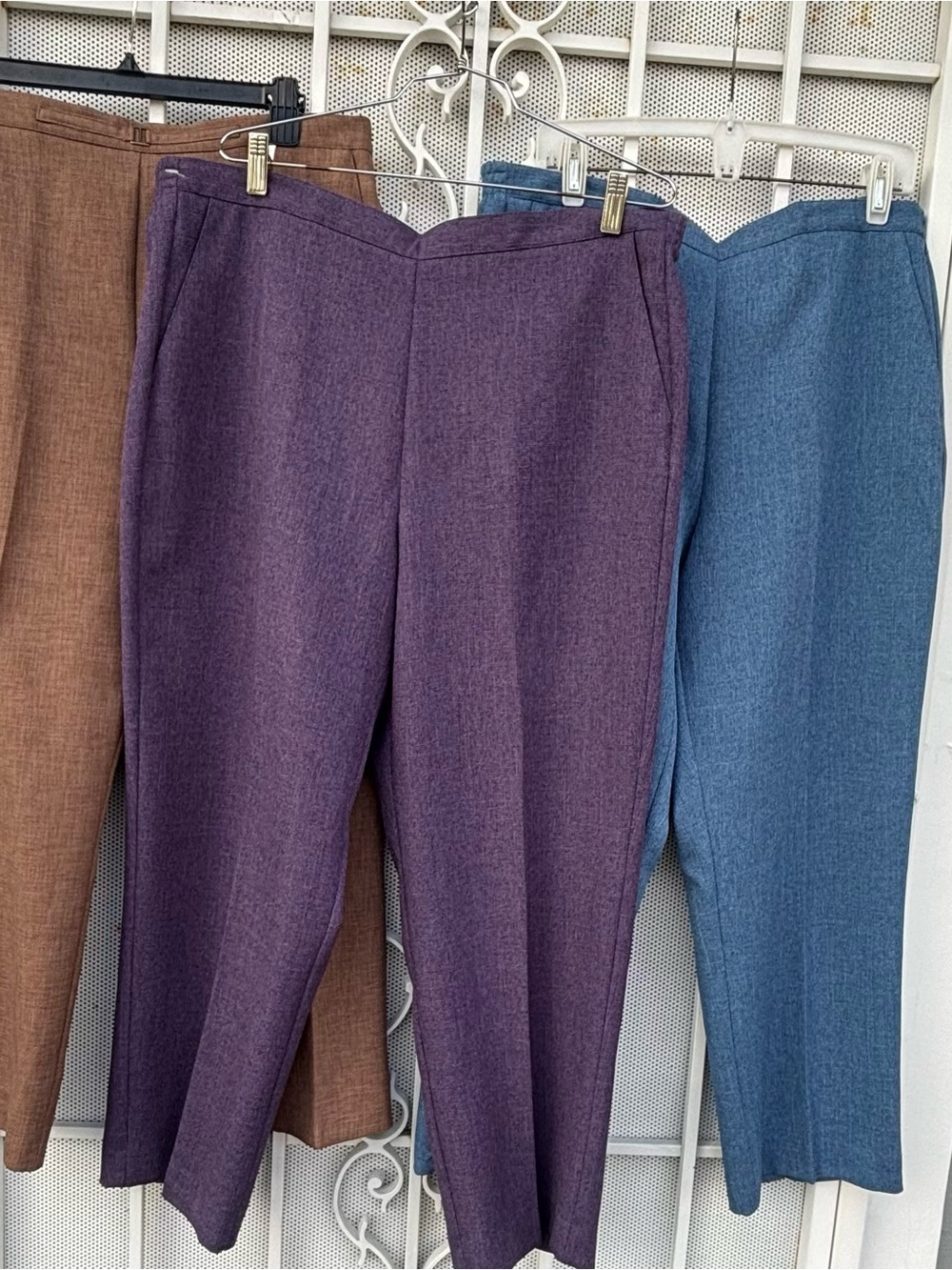 Alfred Dunner Purple Cropped Straight-Leg Pants